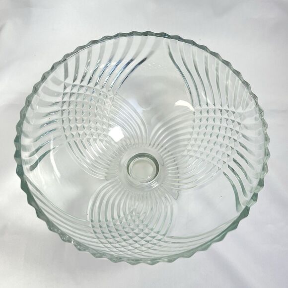 VTG Indiana Glass Centerpiece Bowl Facet-Cut Clear Glass Pedestal Fruit Dish EUC - Picture 6 of 13